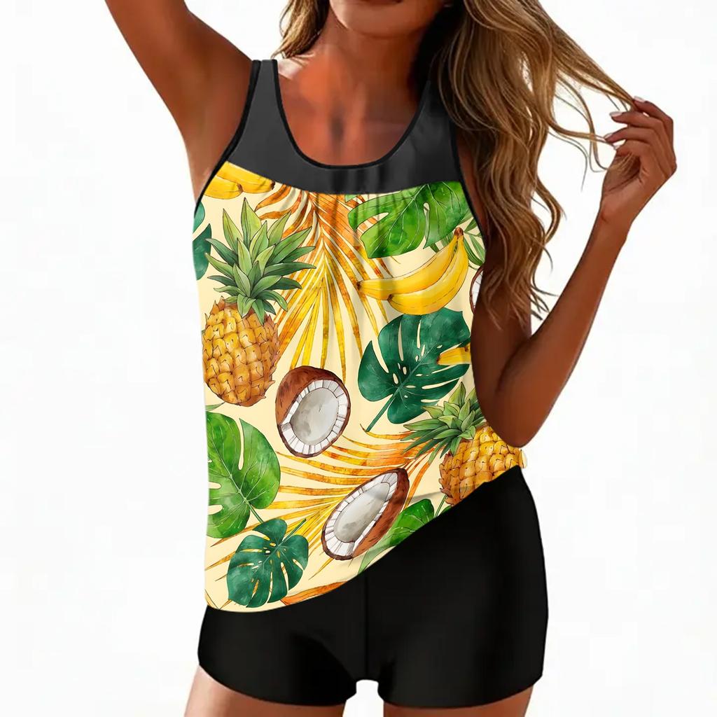 Women's Bohemian Print Split Swimsuit Sport Swimsuit