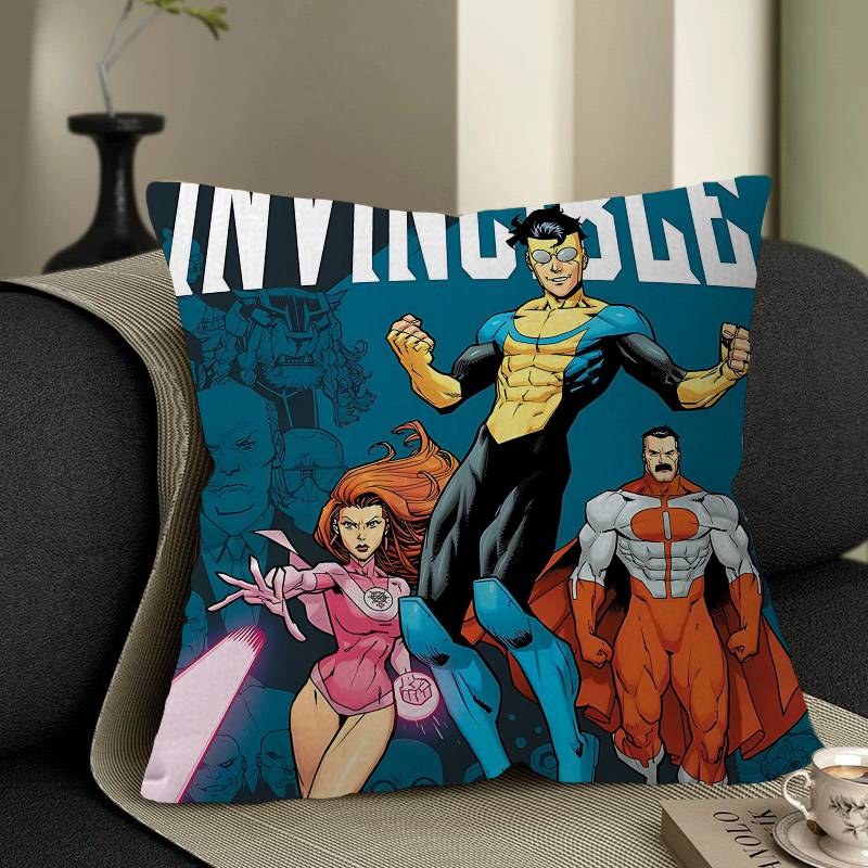 Superhero Series I-Invincible Movie Pillow Covers Cartoon Sofa Decorative Home Double-sided Printing Short Plush Cute Cushion