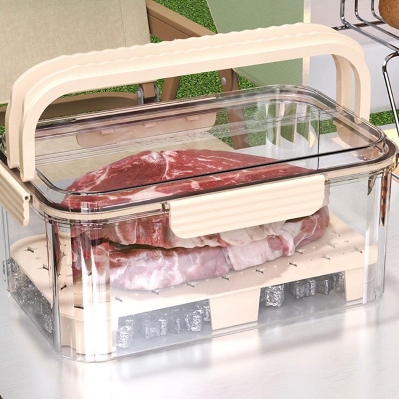 PET Produce Storage Container with Lid and Carry Handles, Clear Food Box for Refrigerator Shelf, Countertop, and Lunch Prep