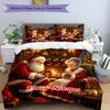 3PC Custom Name Christmas Magic Night Bedding Set Printed Bedding Set Duvet Cover Closure Includes 1 Duvet Cover & 2 Pillowcases for All Seasons Bedro