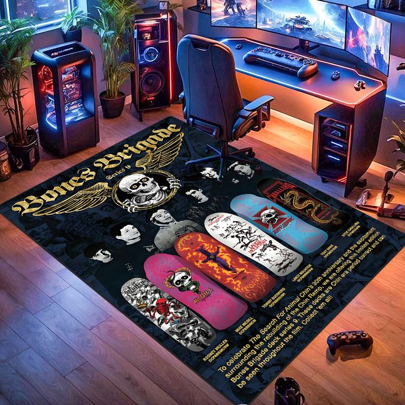 Powell Peralta Skateboard Logo Rug, suitable for living room, bedroom, game room, computer room and home décor.