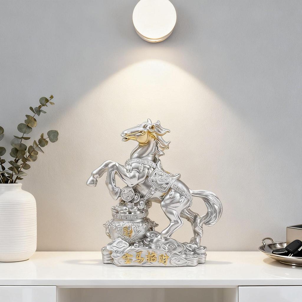 Horse Art Figurine, Modern Handmade Feng Shui Horse Year Ornament, Money Horse Statue for Guest Room Desk Decoration