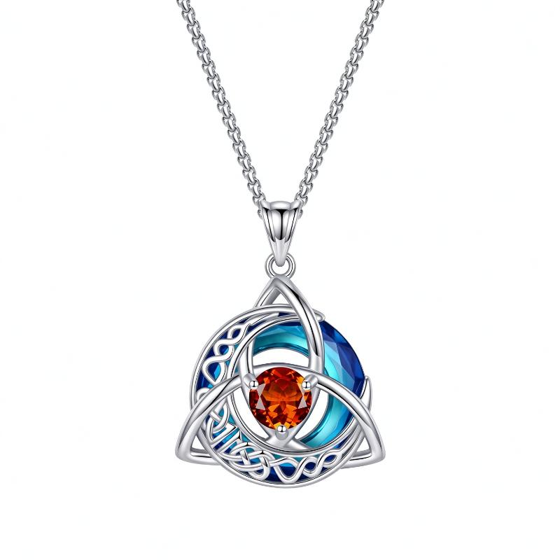 12 Birthstone Knot Pendant Necklace Triquetra Knot Colorful Gemstone Jewelry Gift For Women Irish Jewelry Accessories