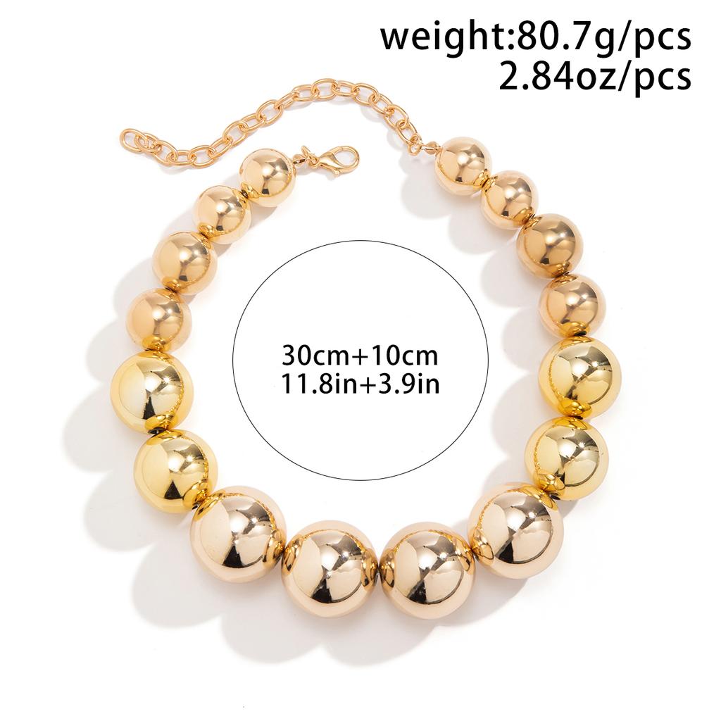 Exaggerated Goth Acrylic CCB Big Ball Bead Chain Necklace for Women Punk Chunky Heavy Short Choker Grunge Zircon Steampunk Men