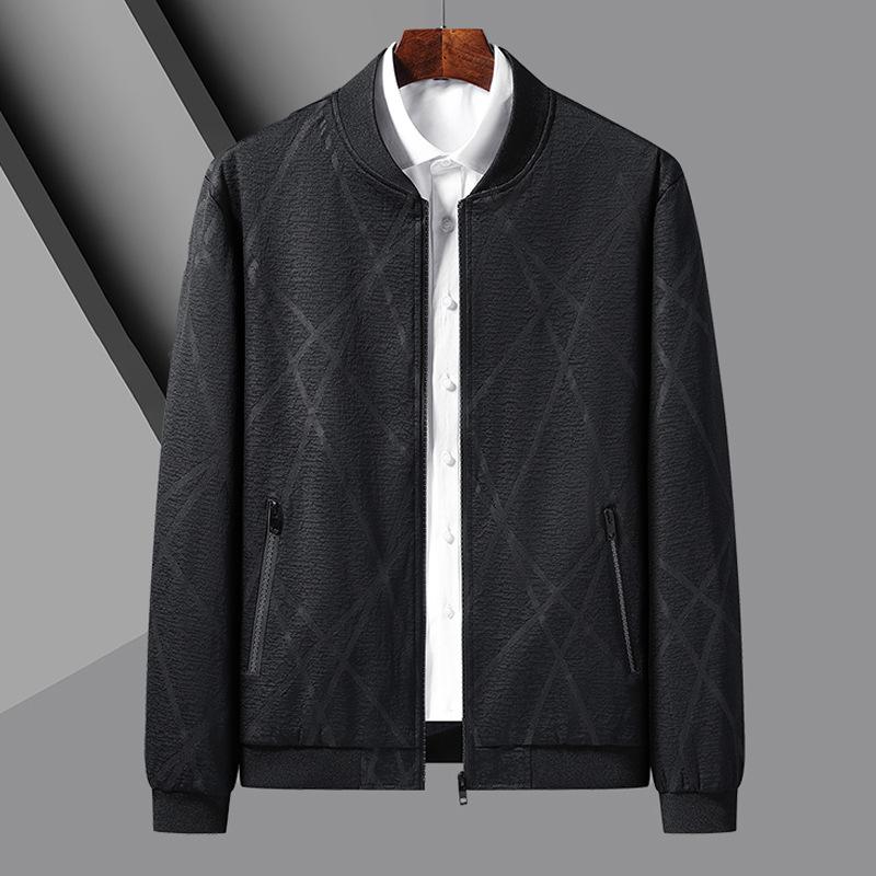 

Осенняя тонкая куртка для бейсбольной формы, куртка с воротником-стойкой, для среднего возраста, деловая, повседневная, жаккардовая, для пап, осенняя одежда 4XL