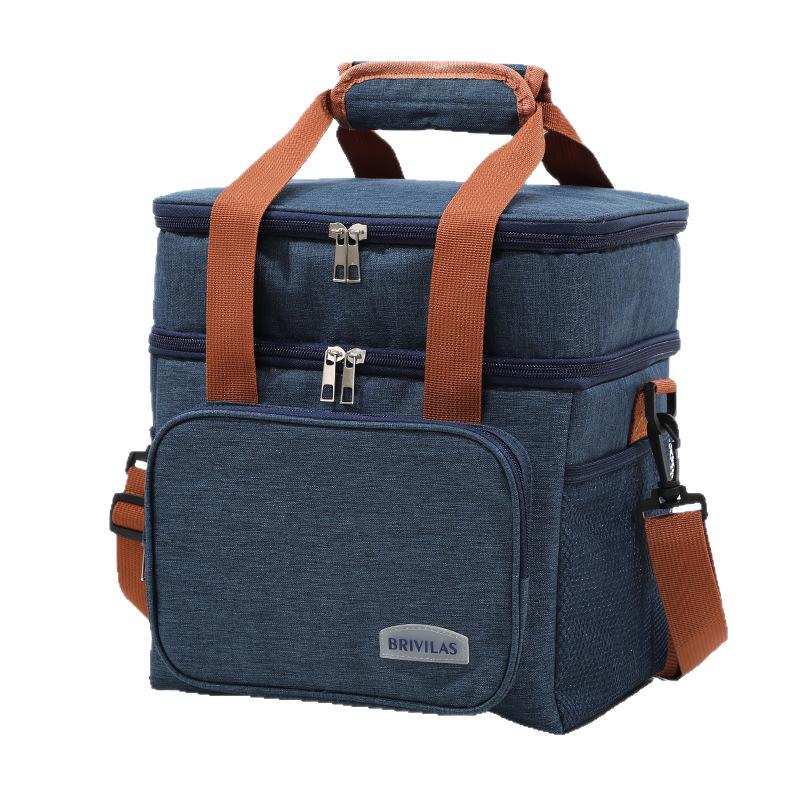 Double-Layer Insulated Crossbody Lunch Bag - Large Capacity, Waterproof, Fresh-Keeping Picnic Cooler