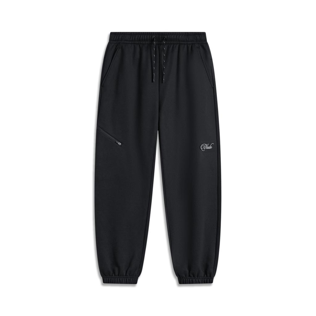 Pantaloni casual largi cu litere simple Li Ning Wade Series pentru bărbați, negri AKLU213-1