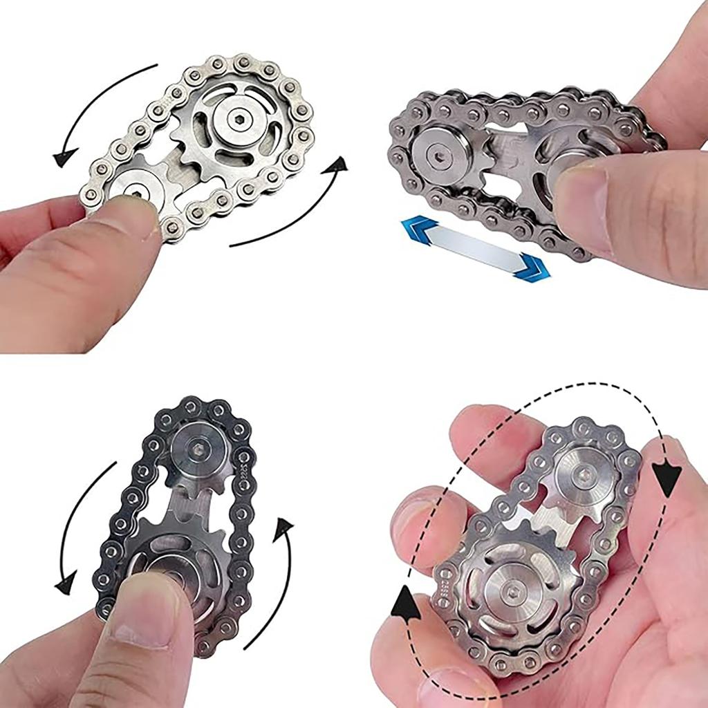 Metal Gear Chain Fingertip Gyroscope, Finger Chain Decompression Toy, Decompression Artifact