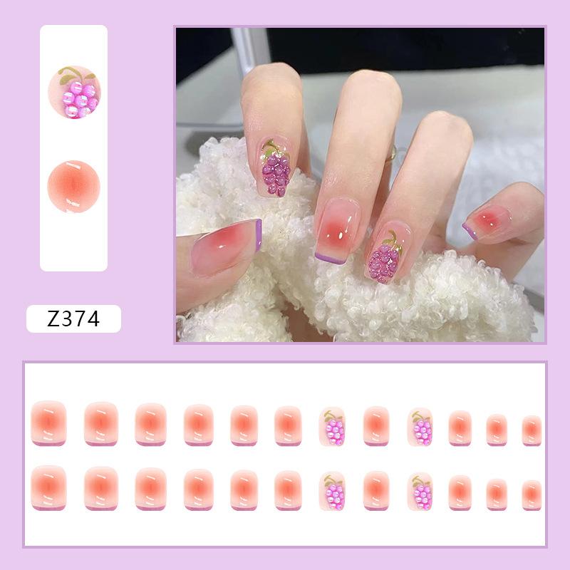 Drill Wearing Nail 24 Pack Combination Nail Art Finished Product Wearing Nail Sticker Three-Dimensional Relief Nail Art