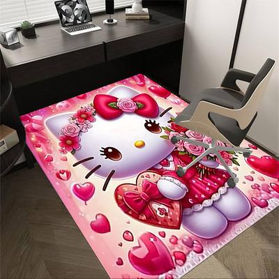 1pc Hello Kitty, Flowers Carpet Office Rug Outdoor Mat Home Decor Area Carpet Festival Gift Office Desk Chair Carpet