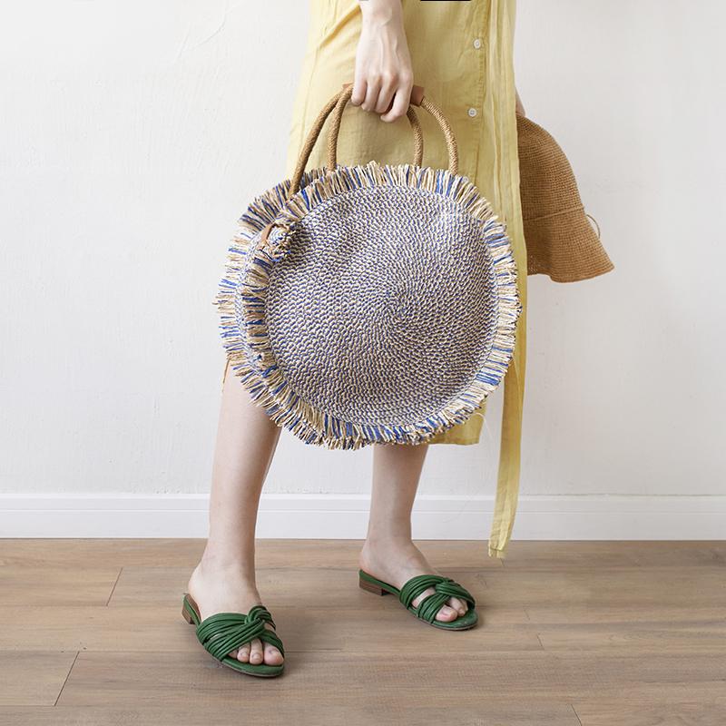 Straw rattan bags handmade fabric totes shoulder crossbody bags large summer beach bag