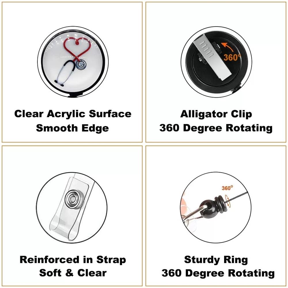 Clip Card Holder Clip Name Tag Holder Retractable Badge ID Badge Holder Nurse Doctor Key Chain