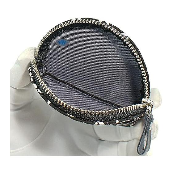 Inden-ya Inden Coin Case, Deerskin, Soyoka, Shippo-tsunagi Pattern, Black Base x Black Lacquer x White Sarasa, 8801, Zippered Coin Pocket x1, Outer