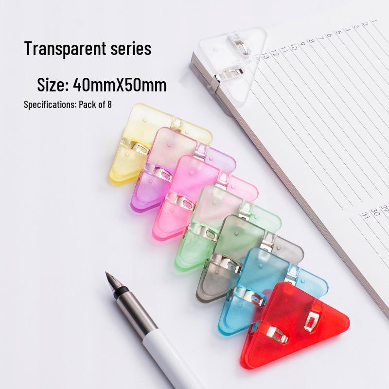 Transparent Triangle Corner Paper Clip - Office & Student Organizer