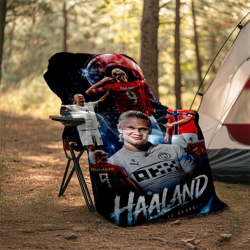 1pc Haaland14 Theme Blanket - Digital Print, Polyester, Cozy for All Seasons, Perfect for Outdoor, and Travel