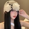 Retro Pearl Hollowed Out Knitted Hat Floral Thin Bohemian Style Beanies Korean Elegant Weave Cap Outdoor