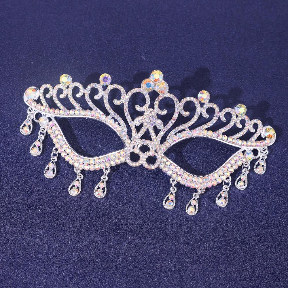 Elegant Alloy Masquerade Mask Shiny Crystal Face Accessories Rhinestone Mask Rhinestone Decoration Bridal Mask Cosplay Party