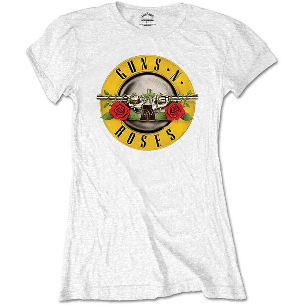

Женская белая футболка унисекс с логотипом Guns n Roses Bullet Autorise Dames