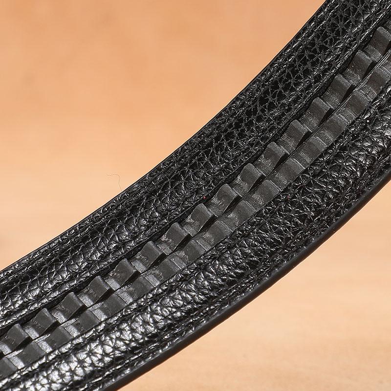 Men's Imitation Leather Belt with Automatic Alloy Buckle for Business Casual Wear