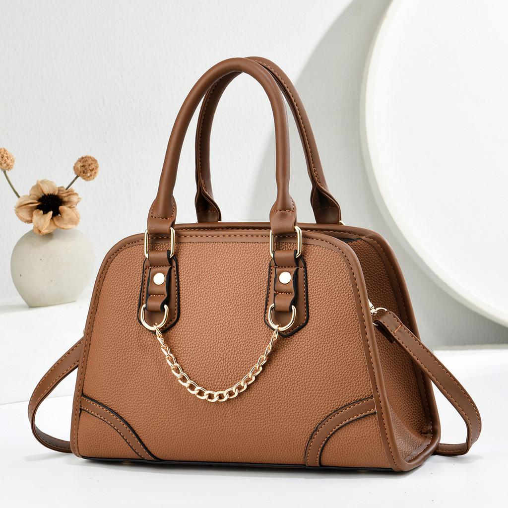 Vintage Pu Shell Shape Handbag With Zipper Pocket For Daily Use Womens Fashion