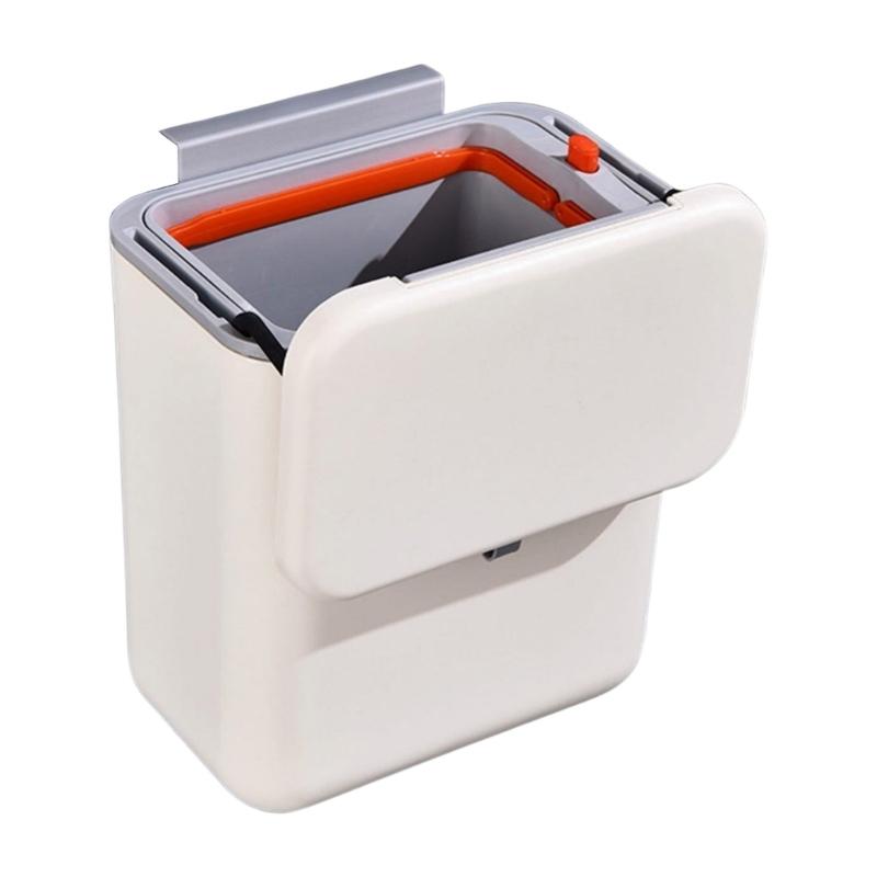 

Hanging Kitchen Trash Can with Lid 9L Large Capacity Compost Bin for Under Sink or Countertop жёлтый/бежевый
