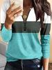 Women's T Shirt Graphic Geometric Vintage Fashion Stylish Long Sleeve Crew Neck Regular Tops Daily Zipper Print Pink Blue Green Spring Fall Winter
