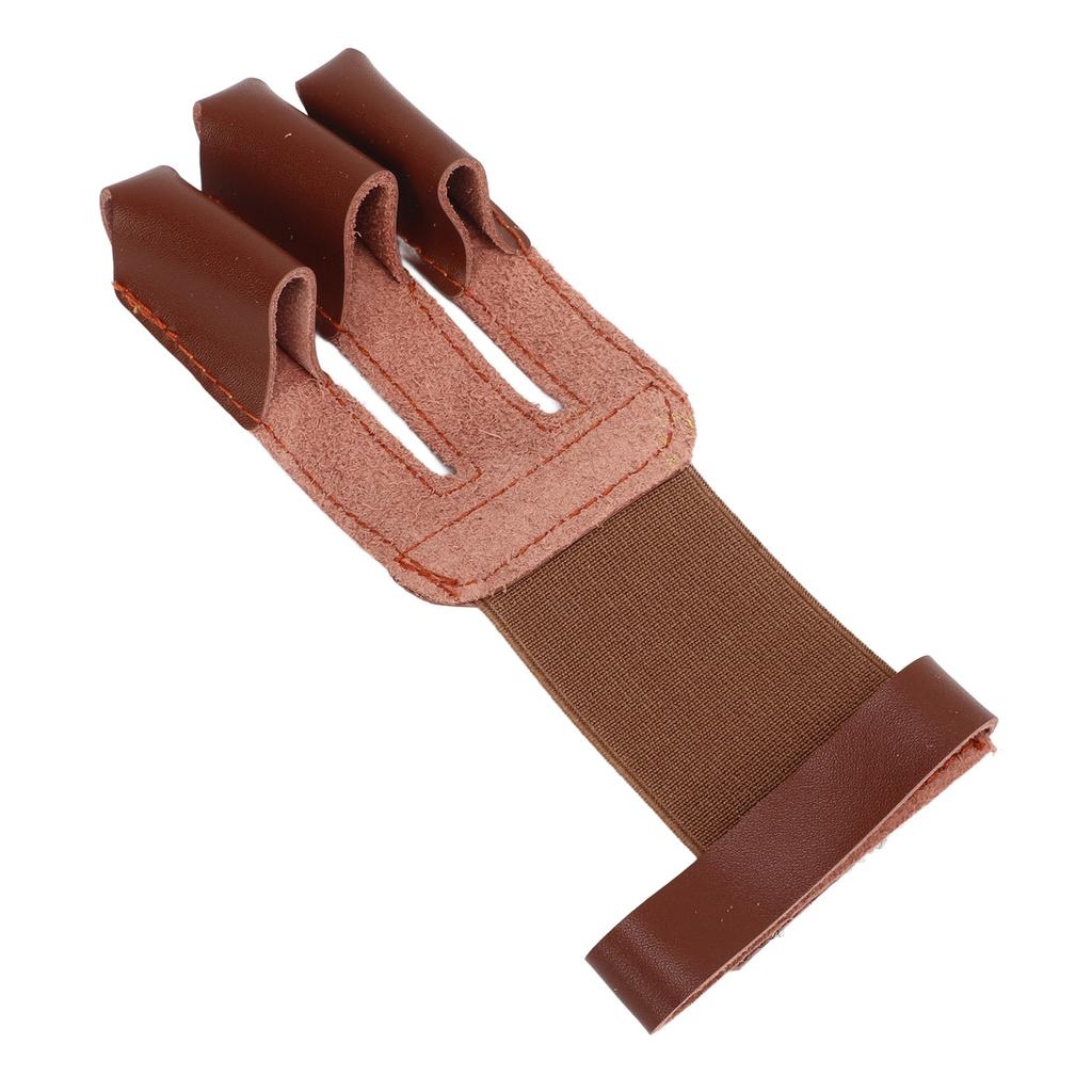 Archery Glove Cowhide Protective 3 Finger Guard Finger Tab Glove for Hunting Shooting Targeting Brown