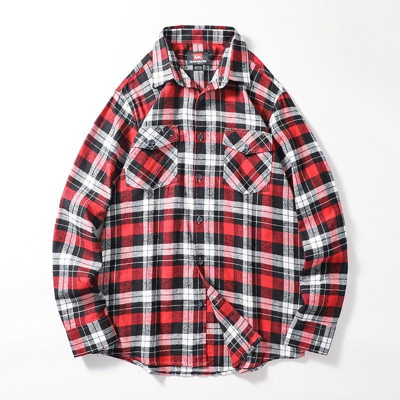 Retro Casual Brushed Long Sleeve Export Plaid Shirt