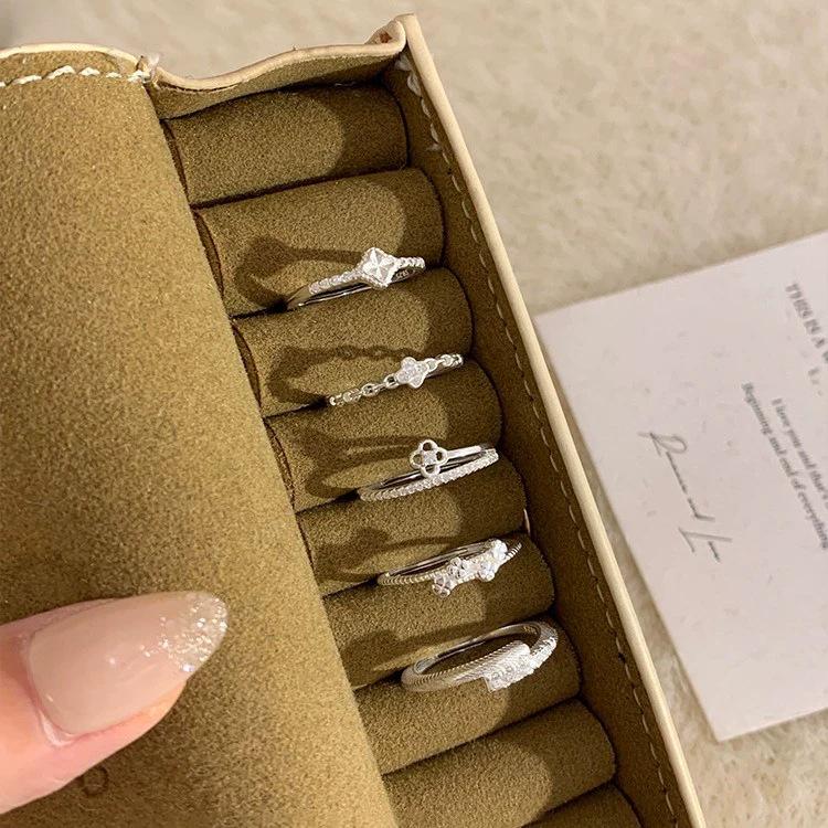 Trendy Cute Floral Adjustable Stackable Ring for Women, Fresh Mori Style, Ins Style, Index Finger Ring.
