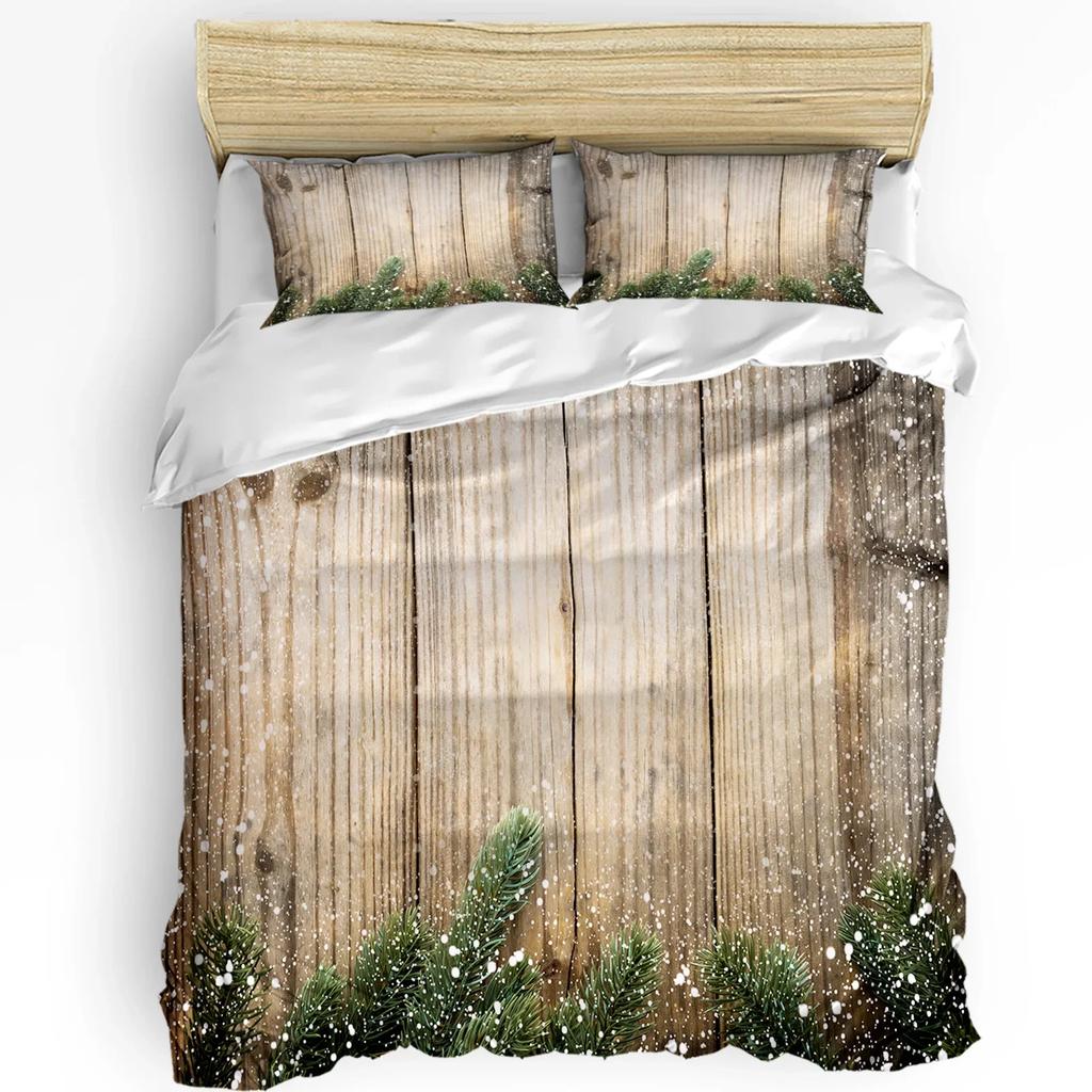 Christmas Winter Snowman Season Pine Trees Bedding Set 3pcs Duvet Cover Pillowcase Quilt Cover Double Bed Set Home Textile