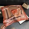Artistic contrasting color simulation silk printing women's silk scarf square scarf high-end shawl sunscreen neck scarf headscarf scarf