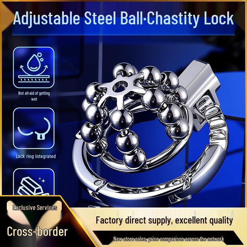 Adjustable Steel Male Chastity Cage with Metal Lock & Bondage Ring