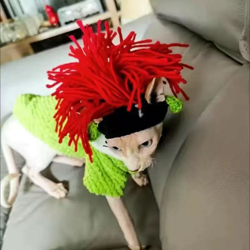 

Pet Dog Kitten Punk Reggae Rock Funny Hat keep warm Winter Knitted Adjustable Halloween and Christmas Pet Clothing S