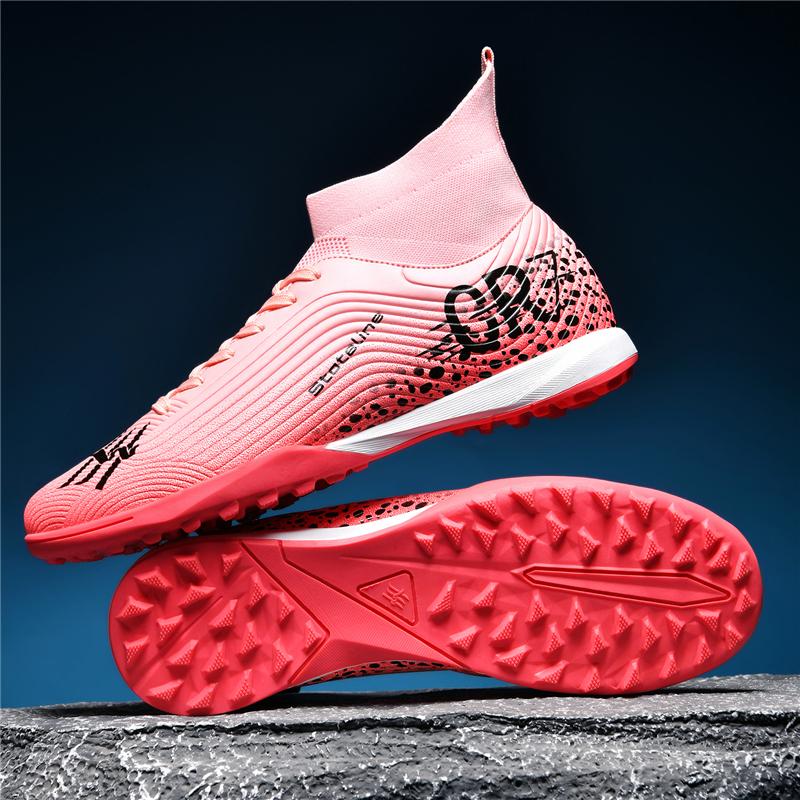 Mens Soccer Shoes High Top Athletic Professional Outdoor Field Training Football Shoes Grass Futsal Court Football Boot for Men