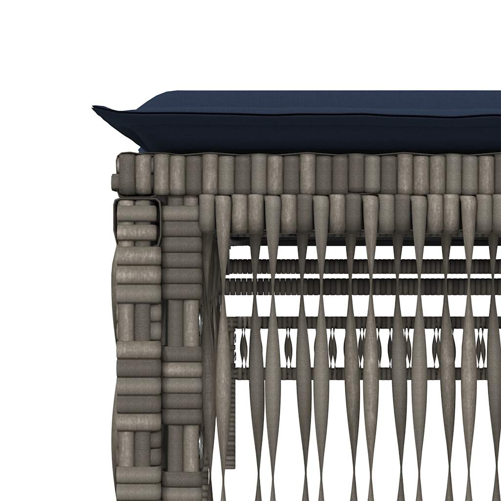 Sun Lounger with Cushion Gray Poly Rattan