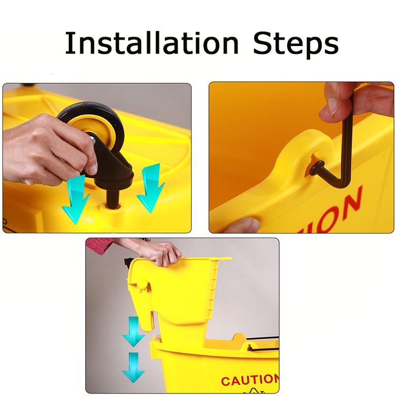 New Year Promotion 32-liter Mopping Bucket, Commercial Mop Bucket, Side Press Cleaning Wringer, Portable Trolley On Wheels