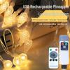Rechargeable Waterproof USB String Lights with Remote - Pineapple Spire Design for Camping & Tent Decoration Atmosphere