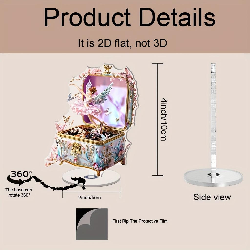 1pc, 2D, Flat, Rotating, Acrylic, Music Box Dancing Angel, Ballerina, Colorful, Desktop Decoration, Home Furnishings