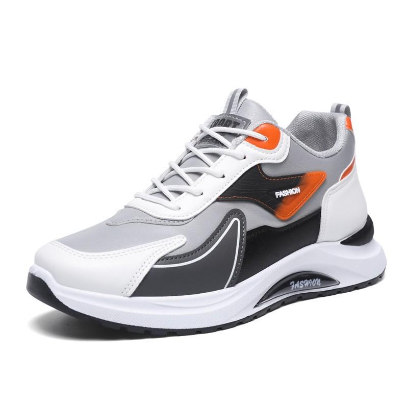 Men's shoes spring and autumn mesh breathable platform sneakers waterproof leather surface light and comfortable running shoes casual shoes