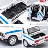 1:24 Lada 2106 Police Car Model Toy Metal Diecast Vintage Cars Sound Light Doors Opened Pull Back Simulation Vehicles Kids Gifts
