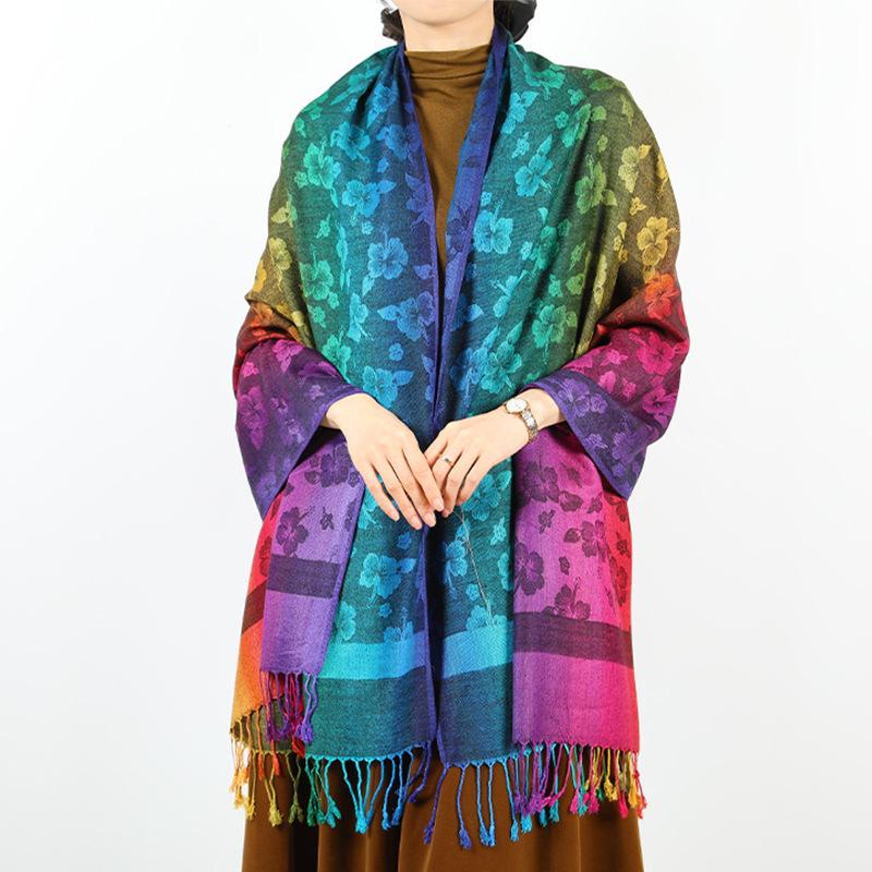 New Products Are On the Shelves In Spring and Autumn, Shawls, Colorful Jacquard Cashew Nut Long Scarves, Travel Photos, Scarves, Women's Bags.