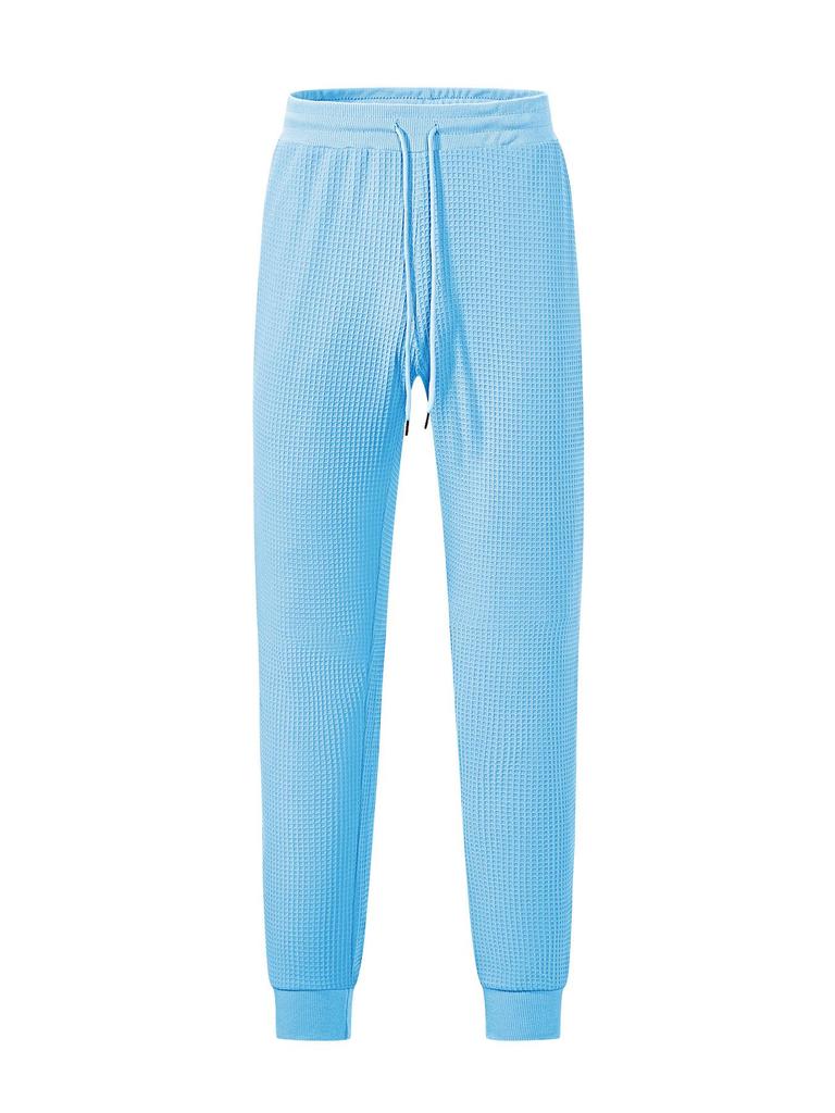 European and American Men's Clothing Summer Sports and Leisure Loose Breathable Solid Color Waffle Men's Tether Trousers Casual Pants