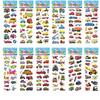 12Sheets 3D Trucks Stickers Party Supplies Puffy Construction Vehicle Stickers DIY Kids Toys Toddler Reusable Stick for Car Bike