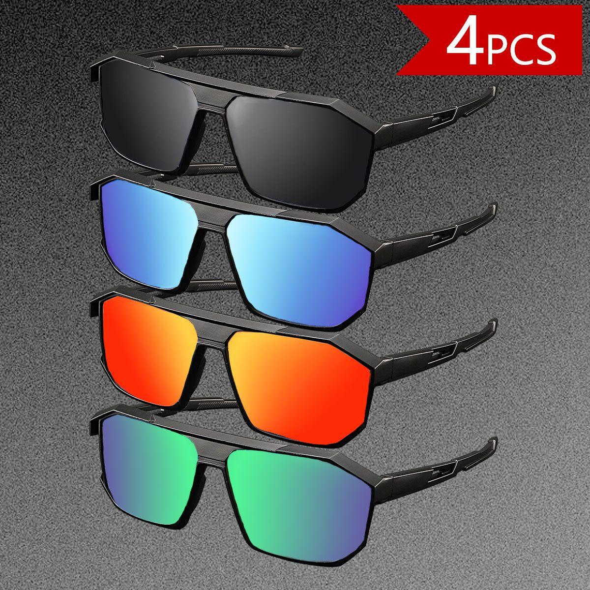 

4pcs,This set includes multiple outdoor glasses with high-definition PC lenses, suitable for running, cycling, fishing синий