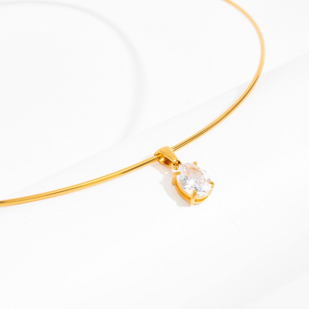 18K Gold PVD Plated Golden Choker Vintage Rhinestone Collarbone Chain  Girls