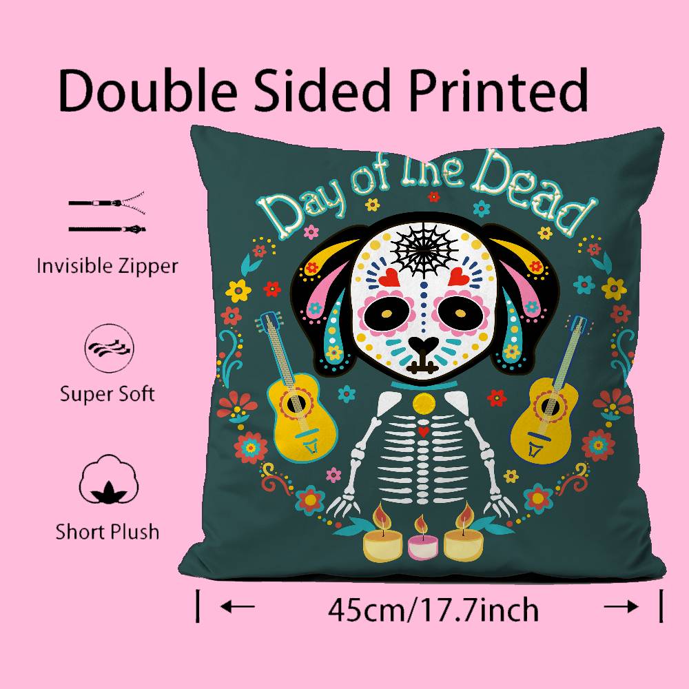 Mexico Easter Flower Skeleton Pillow Case Pattern Printing Pillowcase Living Room Sofa Cushion Cover Bedroom Room Decor