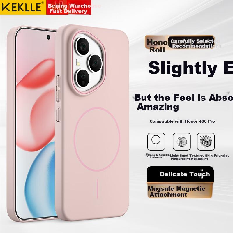 KEKLLE Honor 400 Pro Case Magnetic Wireless Charging Matte Shockproof Protective Cover Sakura Pink
