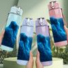 1PC Glowing Blue Mountain Cosmic Landscape Print 750ml Color Plastic Sports Water Bottle Leakproof Flip Straw Lid Suitable for Sports Office Home Use