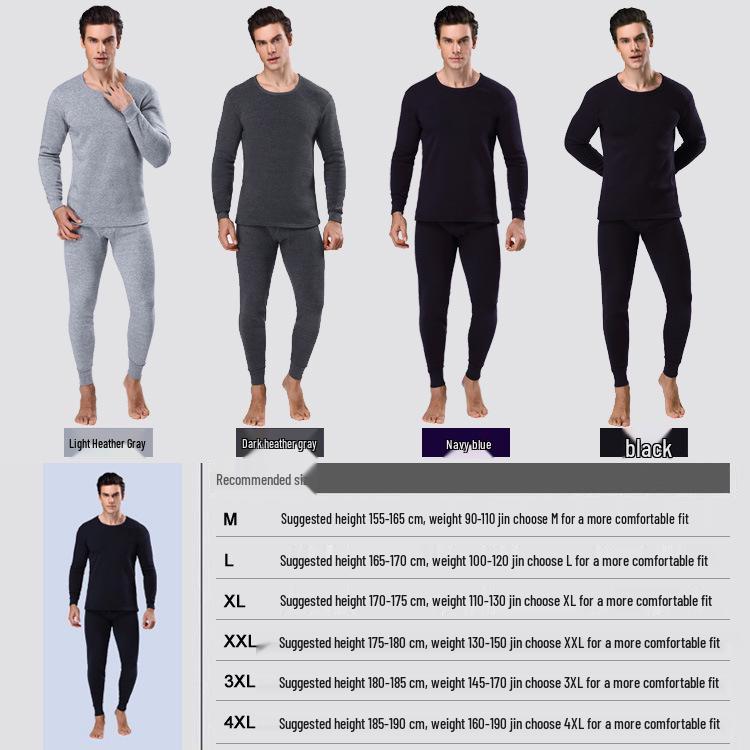 Herren Fleecegefüttertes Einfarbiges Warmes Unterwäscheset für Herbst und Winter