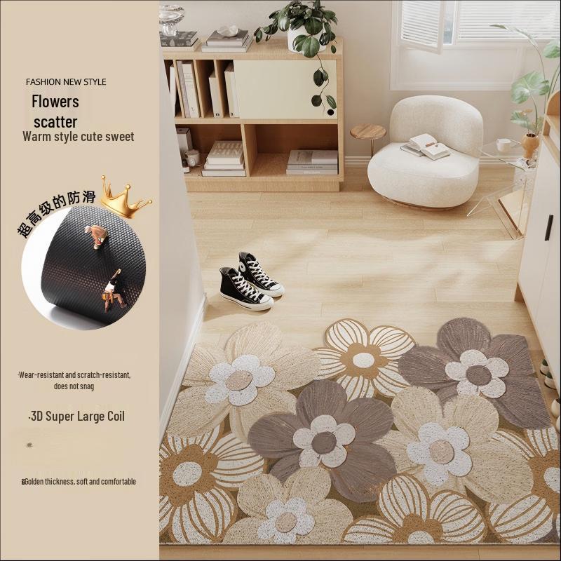 Irregular Floral Dirt-Scraping Entrance Mat